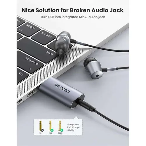 UGREEN 80864 2 in 1 USB External Sound Card Audio Adapter