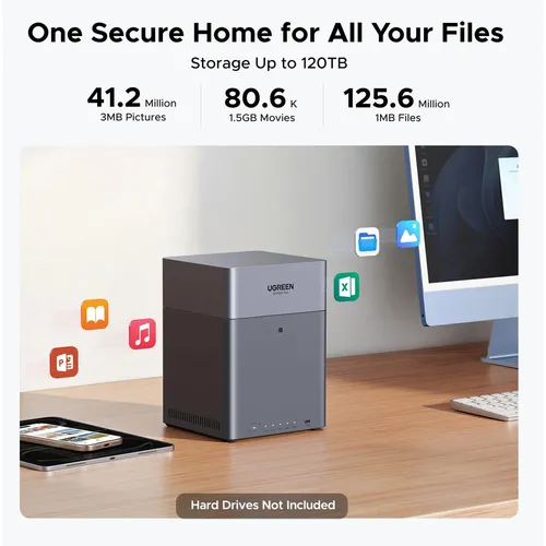 UGREEN 85682 NASync DH4300 Plus 4 Bay NAS with 120TB Max Storage Support