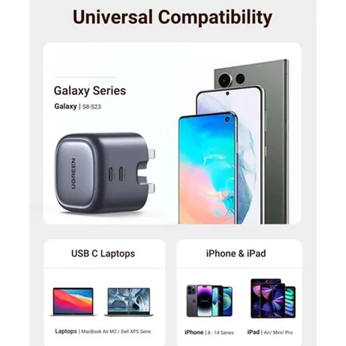 UGREEN 90399 Nexode GaN 45W 2 Port Wall Charger