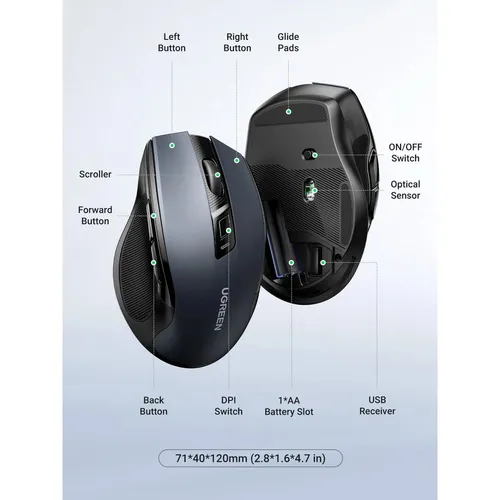UGREEN 90545 Ergonomic Wireless Mouse