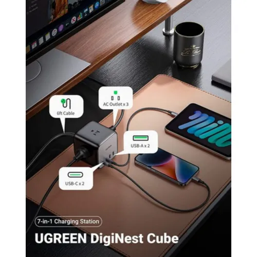 UGREEN 90906 CD268 65W USB-C GaN 7 Ports Desktop Charging Station