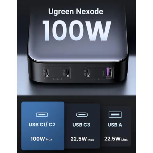 UGREEN 90929 Nexode 100W GaN Desktop Charger 4-Ports (UK)