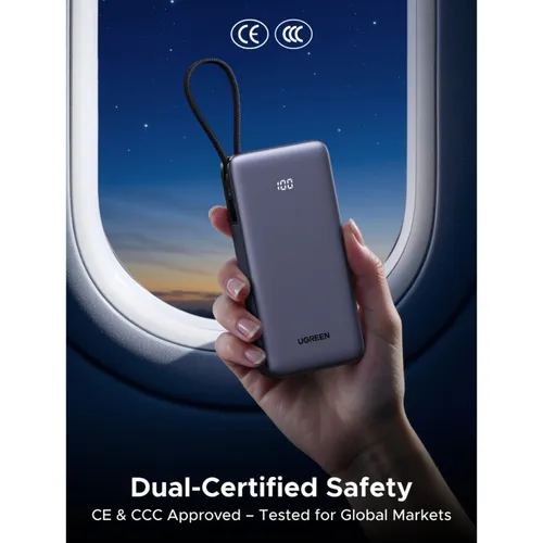 UGREEN 95178B Nexode 55W 20000mAh Power Bank with Built-in Cable
