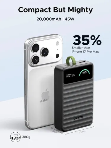 UGREEN 95294B Nexode Power Bank 10000mAh 45W with Built-in USB-C Cable Smart Display