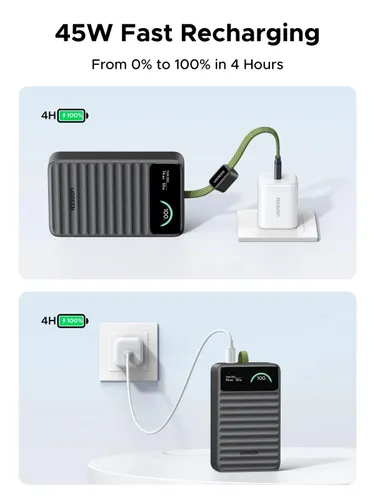 UGREEN 95294B Nexode Power Bank 10000mAh 45W with Built-in USB-C Cable Smart Display