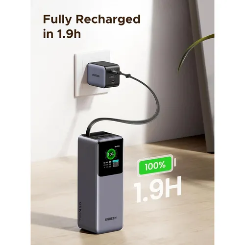 UGREEN 95670B 165W 20000mAh Laptop Charging Power Bank with Built-in Retractable Cable