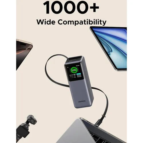 UGREEN 95670B 165W 20000mAh Laptop Charging Power Bank with Built-in Retractable Cable