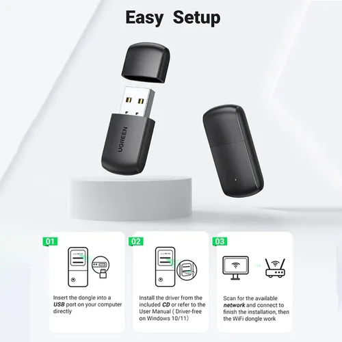 Ugreen AC650 11ac Dual-Band Wireless USB Adapter - 20204