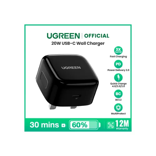 UGREEN CD137 PD Fast Charger Black 20W