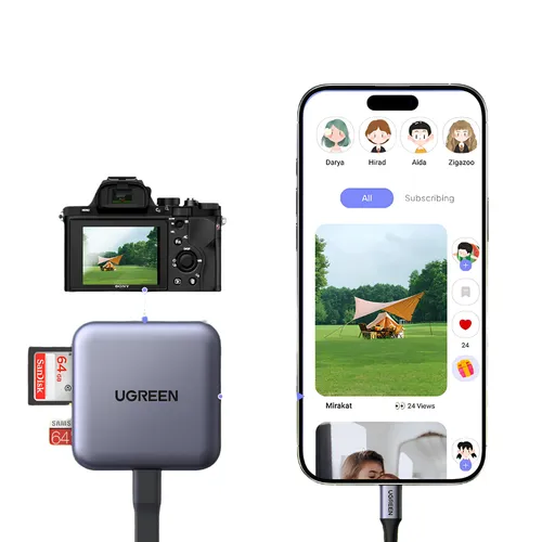 UGREEN CM898 65095 Magnetic 3-in-1 USB-C Card Reader with 100W PD