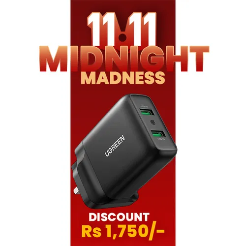 Ugreen Dual USB-A QC 3.0  36W Charger Fast Charger UK (Black) - 70164