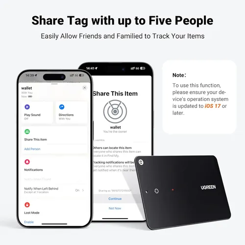 UGREEN FineTrack Slim Wallet Tracker Card (iOS Only) Bluetooth Tracker Card Finder