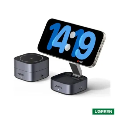 UGREEN MagFlow Qi2 Magnetic Foldable Charging Station, 2-in-1 Fast Wireless Charger