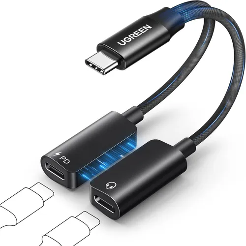 Adattatore USB-C Splitter 1 In 2 Con Ricarica 60W E Jack Audio – Per IPhone 16, S25, S24 E Molti Altri