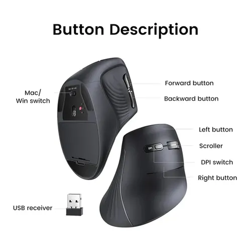 Ugreen Multi-mode Vertical Wireless Mouse - 25444