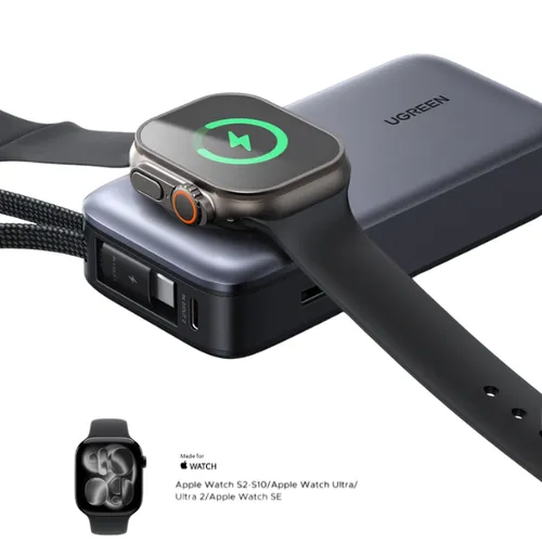 UGREEN PB527 55434B 10000mAh Power Bank with 30W Fast Charging and Magnetic Apple Watch Charger