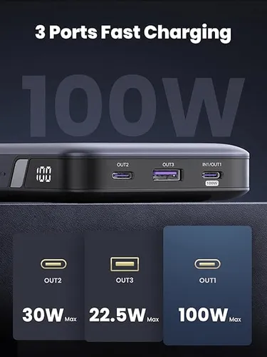UGREEN PB720 25188 100W 20000mAh Two-way Fast Charging Power Bank with Type-C to Type-C Cable