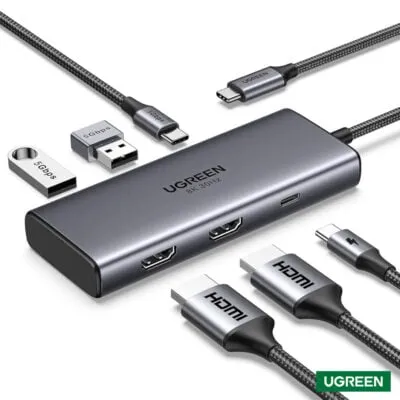 UGREEN Revodok 206 – 6 in 1 Dual HDMI to USB-C HUB