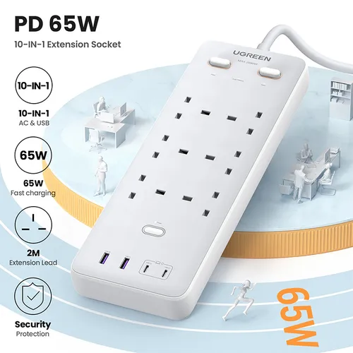 Ugreen S551 65W 6 Outlet Surge Protector -  35011
