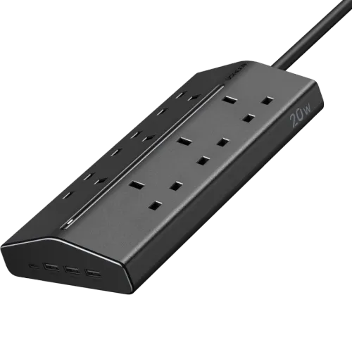 UGREEN T6 20W 6-OUTLET POWER STRIP WITH TYPE-C PORT +3 USB PORTS (1C3A) UK - T620-55318