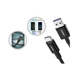 UGREEN US253 USB TO USB-C FAST CHARGE DATA CABLE 0.25M (5A) (White/ Black)
