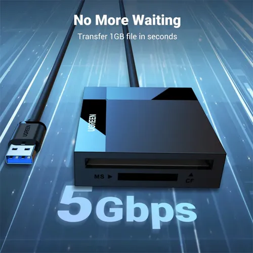Ugreen USB 3.0 to TF + SD Dual Card Reader (Black) - 30333