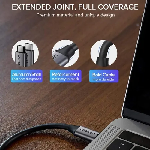 Ugreen USB 3.1 Type C Male to Type C Male Cable Nickel Plating Aluminum Shell 1.5m (Gray) - 50751