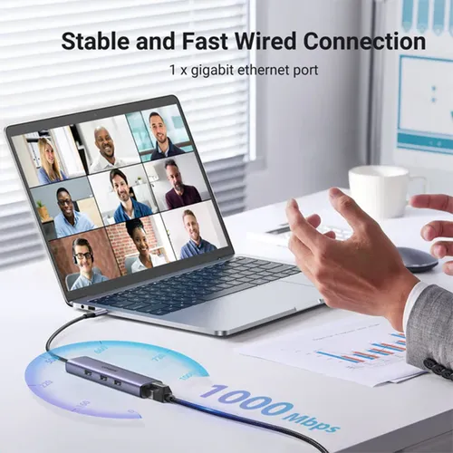 Ugreen USB-C to 3×USB3.0 Hub+RJ45 (1000M) Ethernet Adapter - 60600