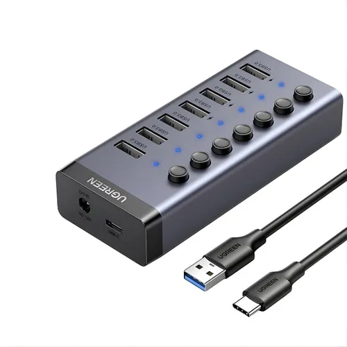 UGREEN USB-C to 7-Port USB-A 3.0 Hub with 12V Power (EU)