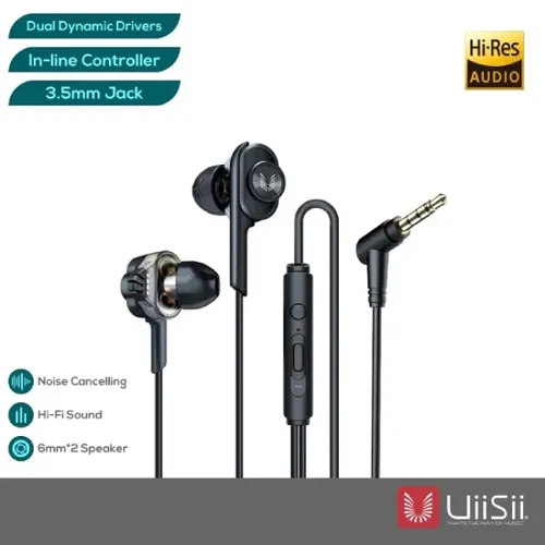 UiiSii BA-T6J Dual Dynamic Driver Wired In-Ear Headphones