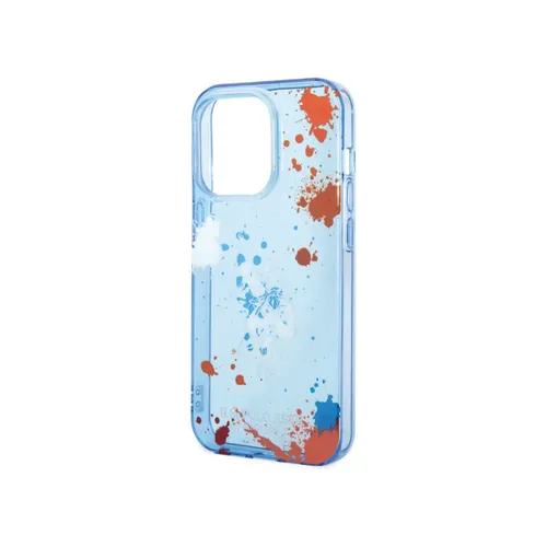U.S Polo PC/TPU Case with Splatter Pattern &amp; Horse Logo iPhone 14 Pro Blue