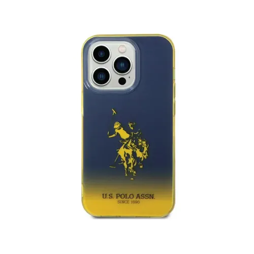 U.S Polo PC/TPU Gradient Case with Dyed Bumper &amp; Horse Logo iPhone 14 Pro Compatibility - Navy/Yellow