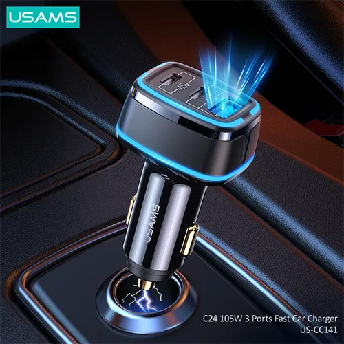 USAMS 105W 3 Ports Fast Car Charger