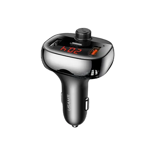 USAMS 50W 3 Ports Digital Display Wireless FM Modulator Transmitter Bluetooth 5.0 FM USB Fast Car Charger