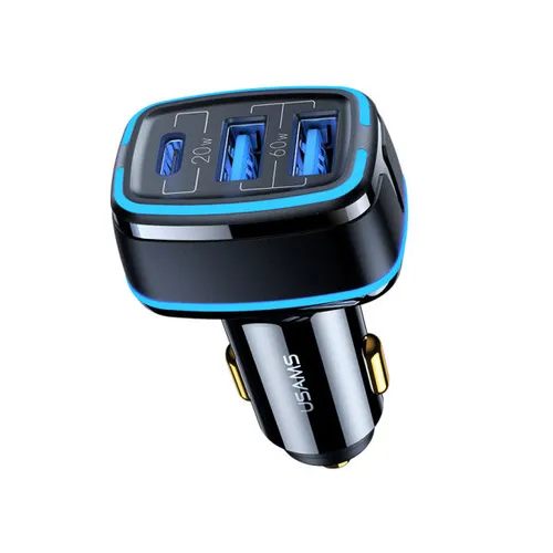 USAMS 80W 3 Ports Fast Car Charger