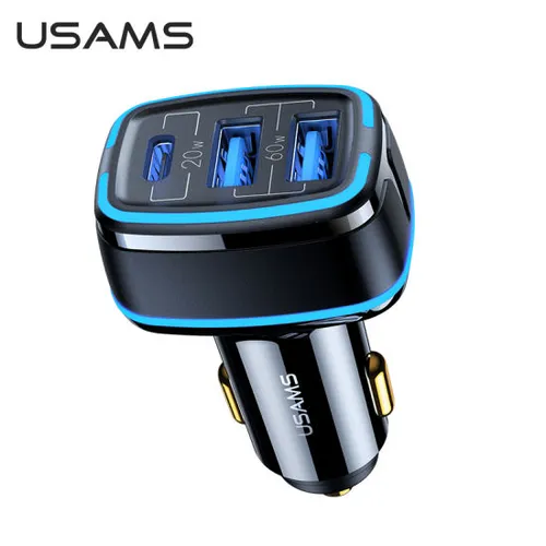 USAMS 80W 3 Ports Fast Car Charger