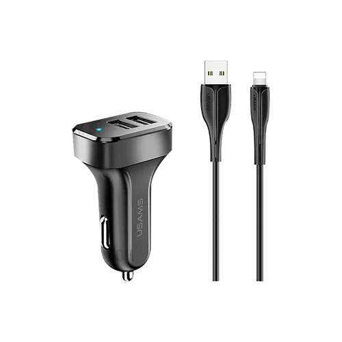 USAMS King Tu Series 2.1A 2USB + Charging Cable Lightning Car Charger