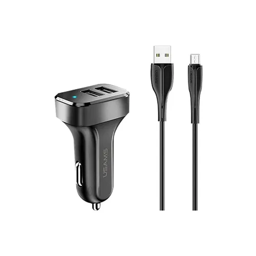 USAMS King Tu Series 2.1A 2USB + Charging Cable Micro Car Charger