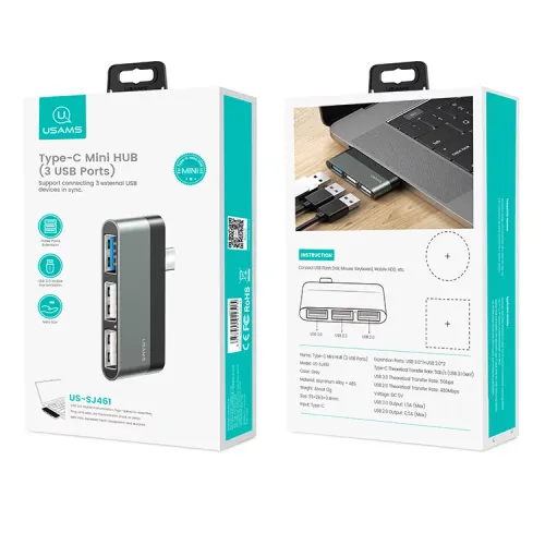 USAMS Type-C Mini Hub (3 USB Ports) US-SJ461