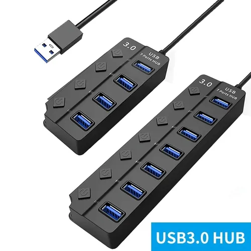 USB 3.0 7 Ports 30CM High Speed Multi Hub Expansion