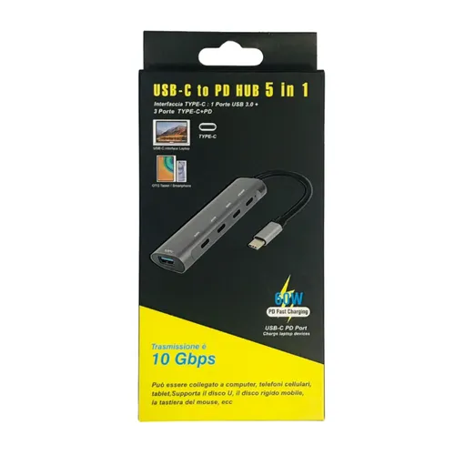 USB-C to PD Hub 5 in 1 60W 10GBPS