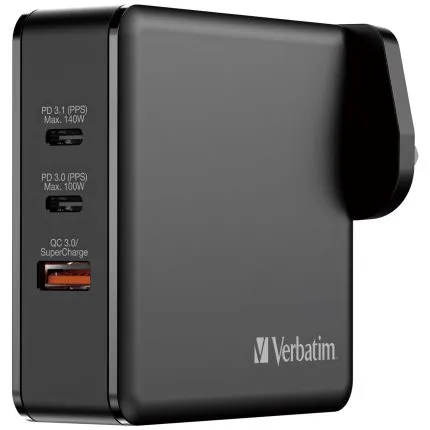 Verbatim 3 Port 140W PD 3.1 & QC 3.0 GaN Charger