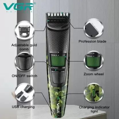 VGR V-053 Camouflage Professional Rechargeable Hair Clipper Trimmer
