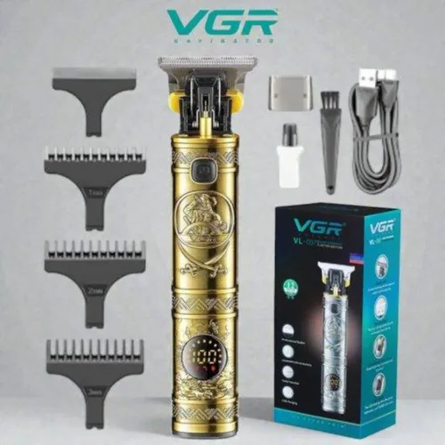 VGR V-097 Professional Hair Trimmer Stainless Steel Blades LED Display USB Charging with Turbo mode 3 Guide Combs for Smooth Cutting