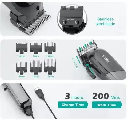 VGR V-118 Professional Hair Clipper with LED Display Trimmer