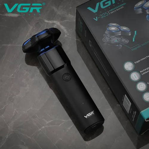 VGR V-325 Professional Mens Shaver with Triple Rotary Heads Magnetic Suction Rechargeable USB Charging Cordless Electric Razor for Smooth Shave