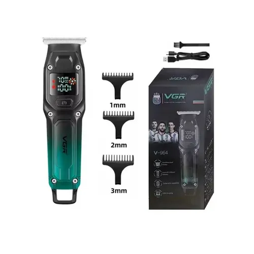 VGR V-964 Professional Hair and Beard Trimmer LCD Display Precision Stainless Steel Blades USB Rechargeable Turbo Performance