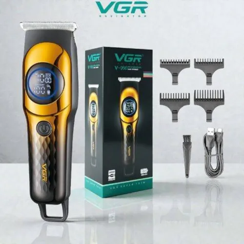 VGR V-966 Professional Hair Trimmer with LED Display and Precision T Blade Rechargeable Cordless with 4 Guide Combs for Superior Grooming