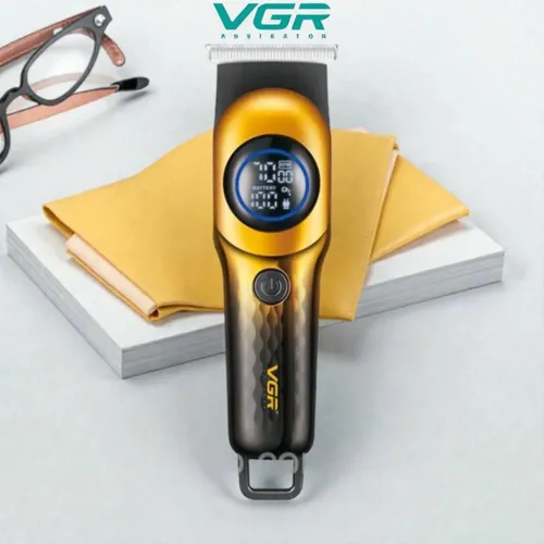 VGR V-966 Professional Hair Trimmer with LED Display and Precision T Blade Rechargeable Cordless with 4 Guide Combs for Superior Grooming