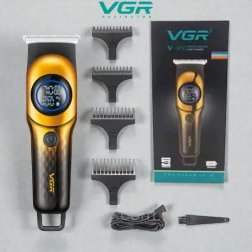 VGR V-966 Professional Hair Trimmer with LED Display and Precision T Blade Rechargeable Cordless with 4 Guide Combs for Superior Grooming